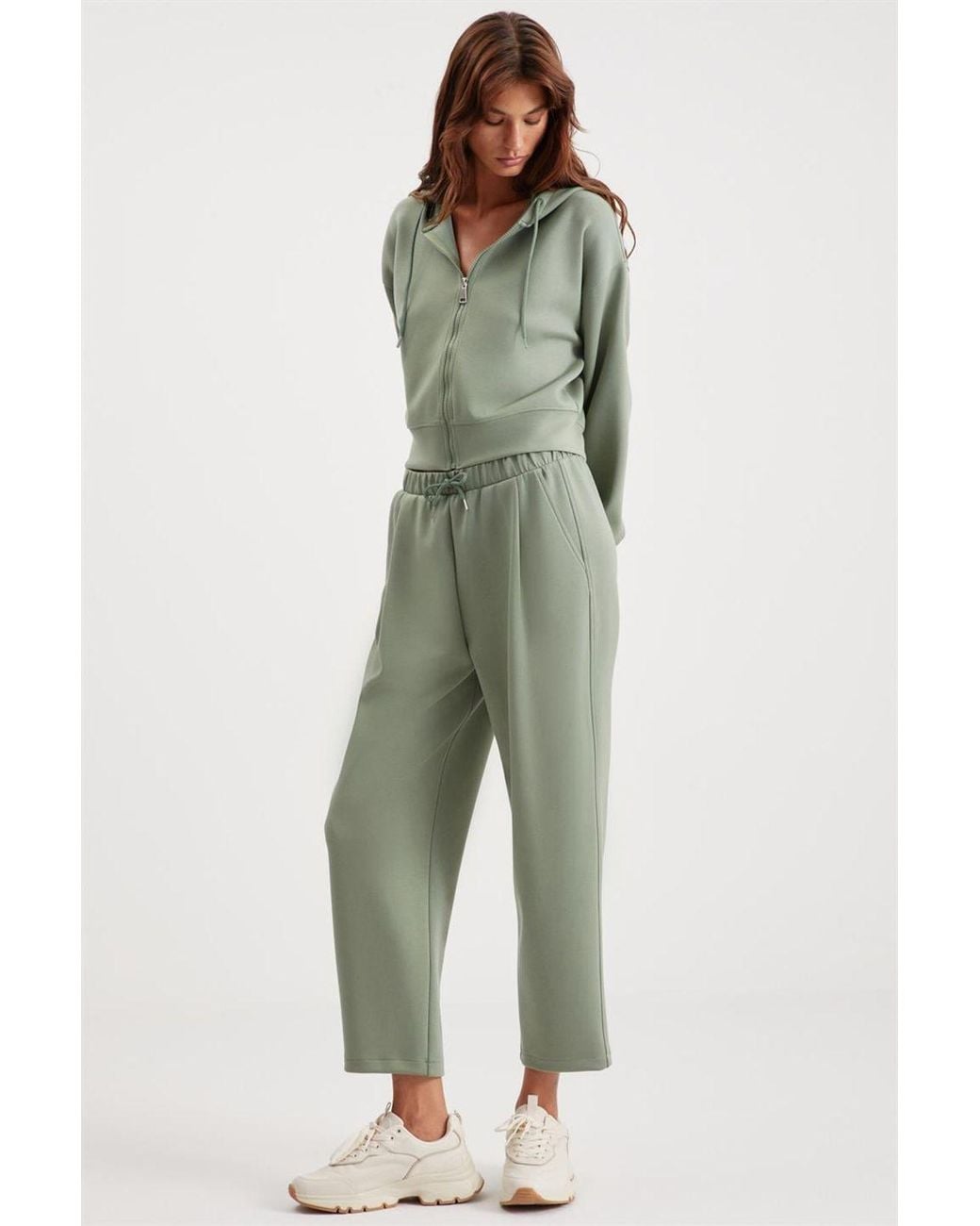 Grimelange Green Hooded Crop Zip Sweatshirt