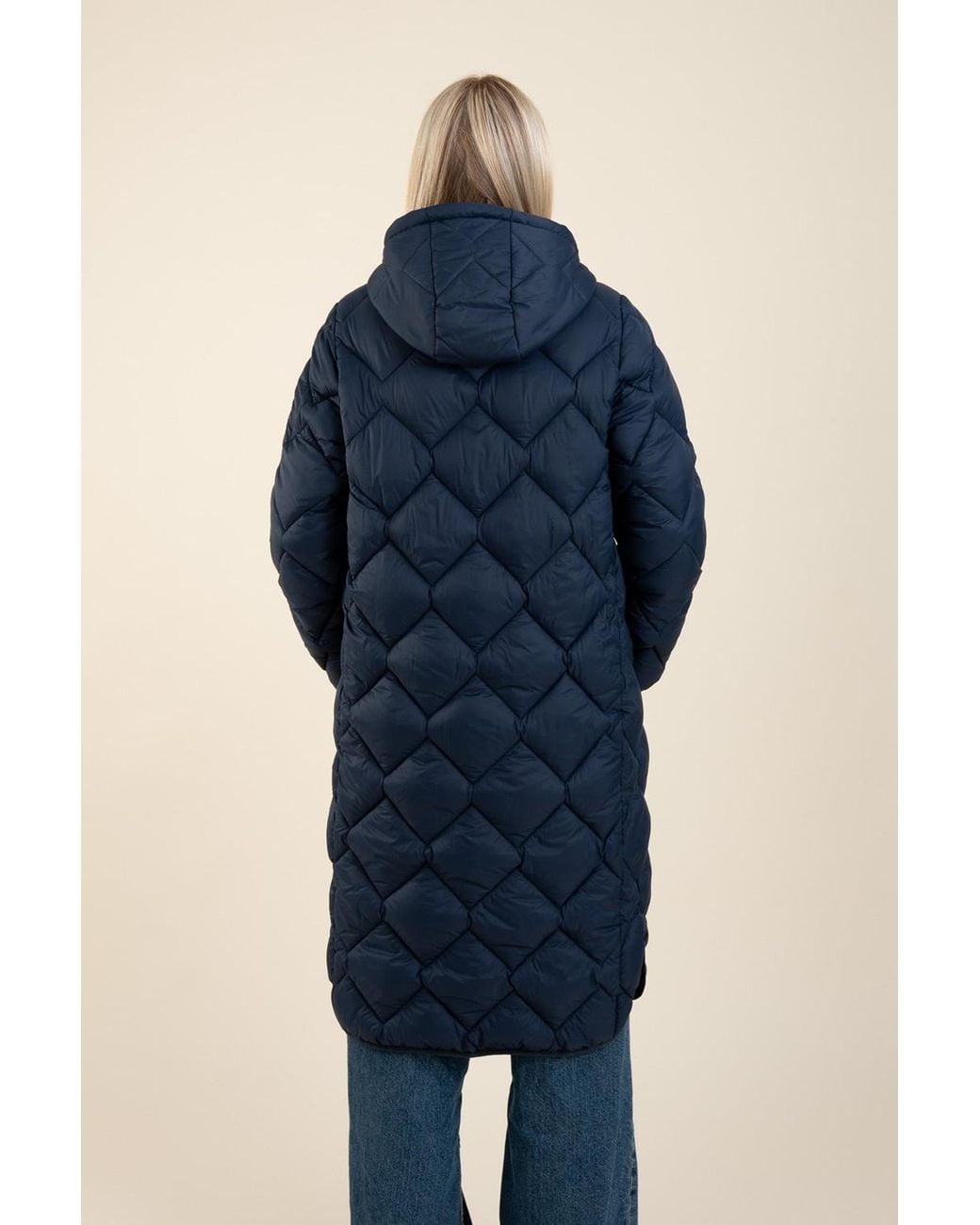 Harvey & Jones Blue Lightweight Water Resistant Longline Quilted Jacket