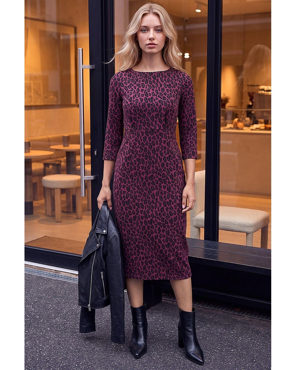 Roman Purple Petite Animal Dress