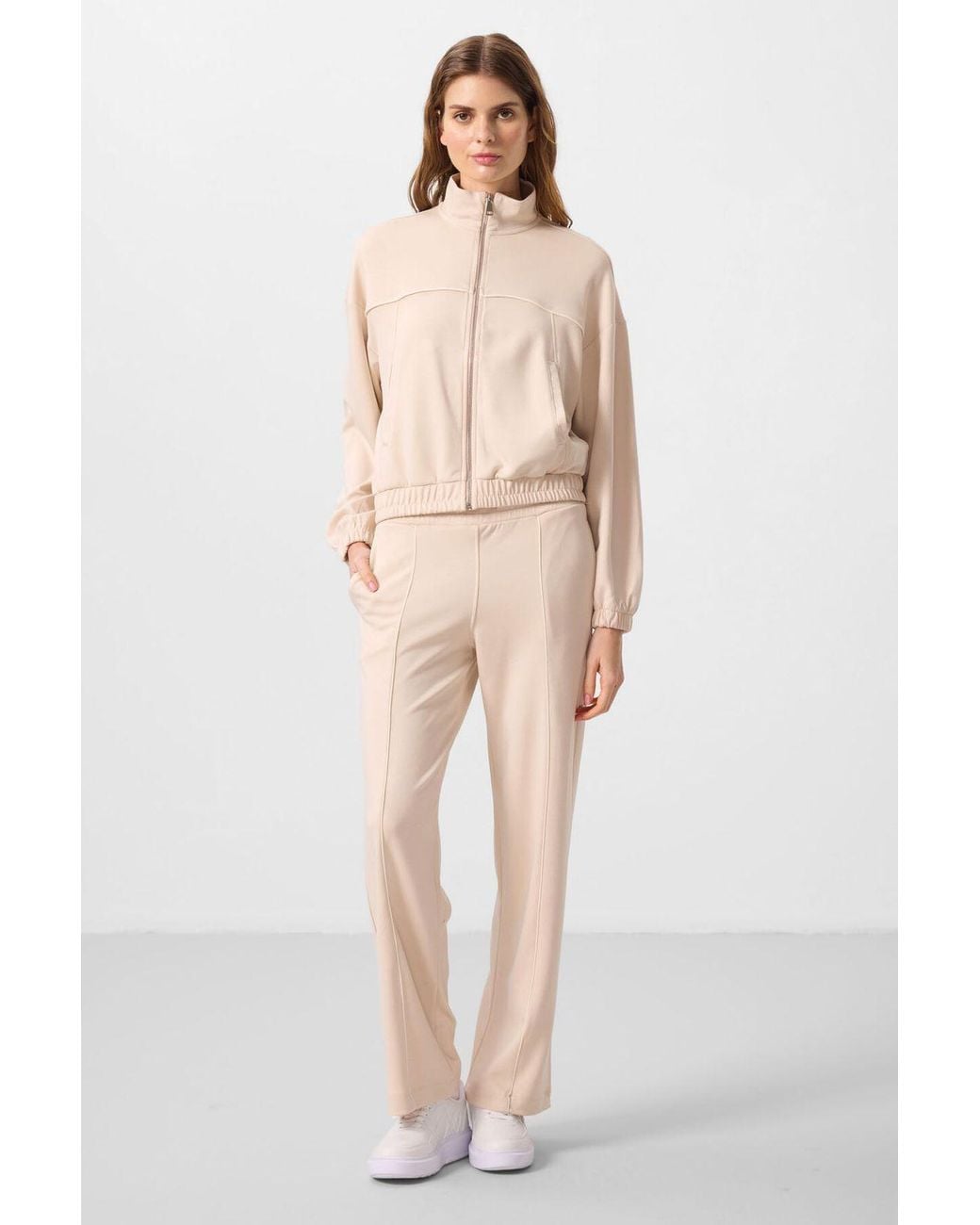 TOMMY LIFE Natural Oversized Zip-Collar Tracksuit Set