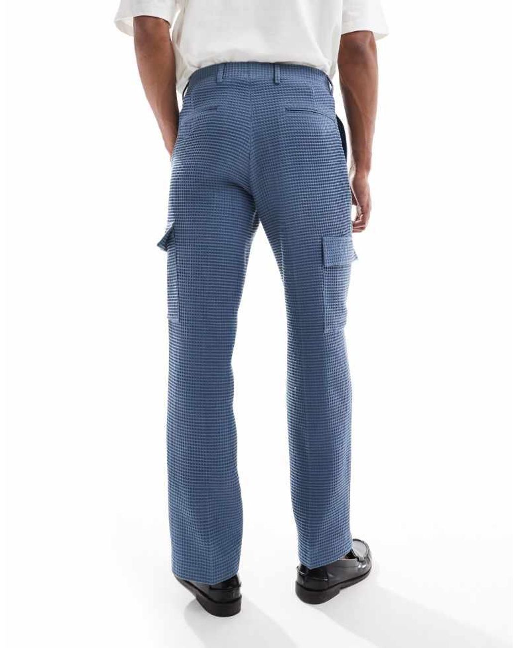 Viggo Tailoring Blue Tailoreed Cargo Trousers for men