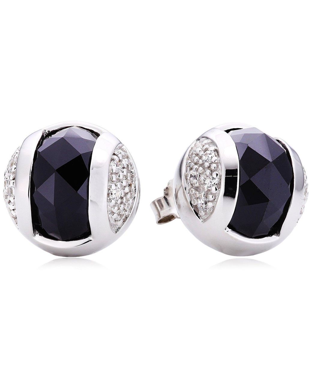 Orphelia Black Ladies Embellished 925 Sterling Stud Earrings