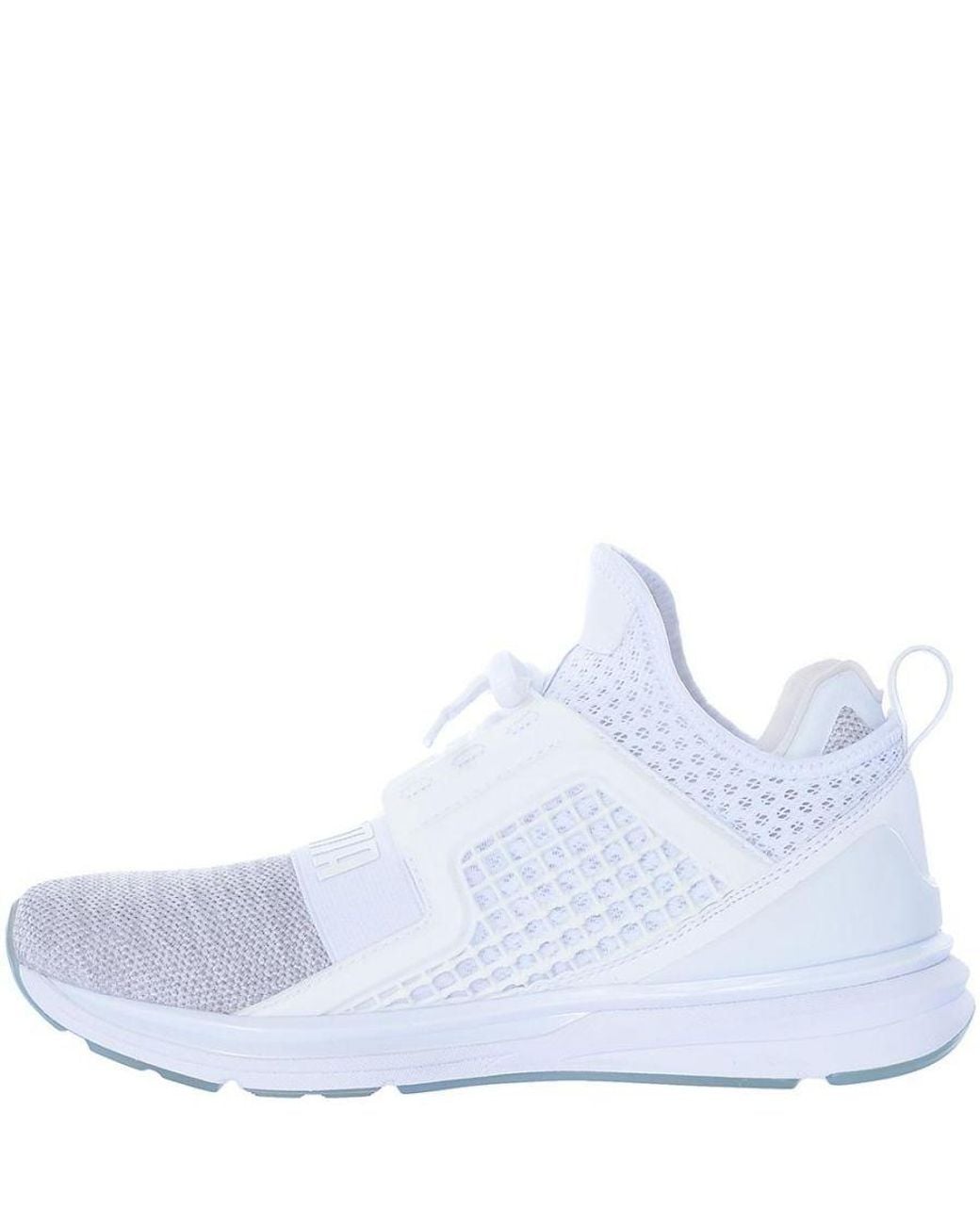 PUMA White Ignite Limitless Knit Lace Up Slip On Running Trainers for men