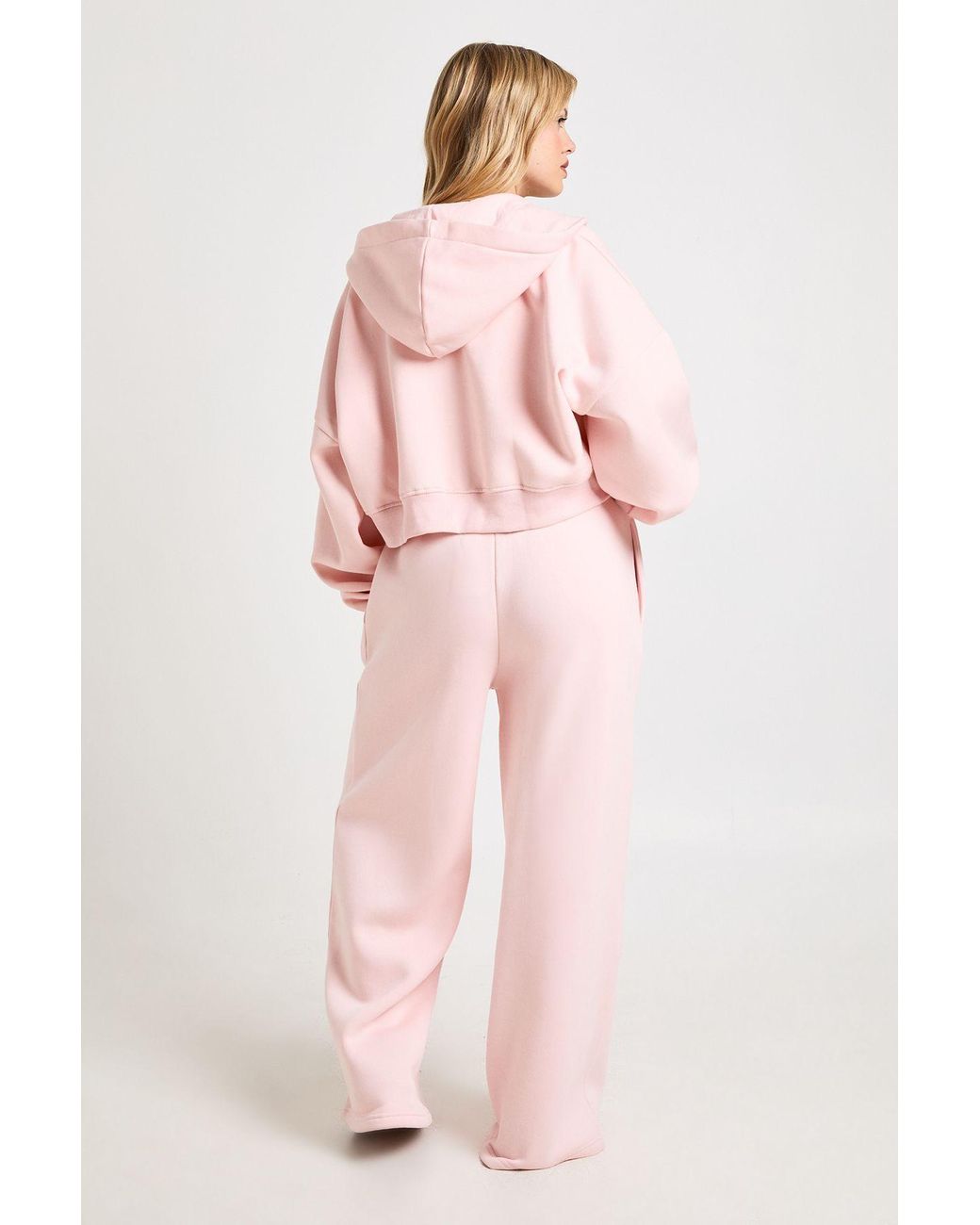 Boohoo Pink Petite Pintuck Detail Straight Leg Jogger