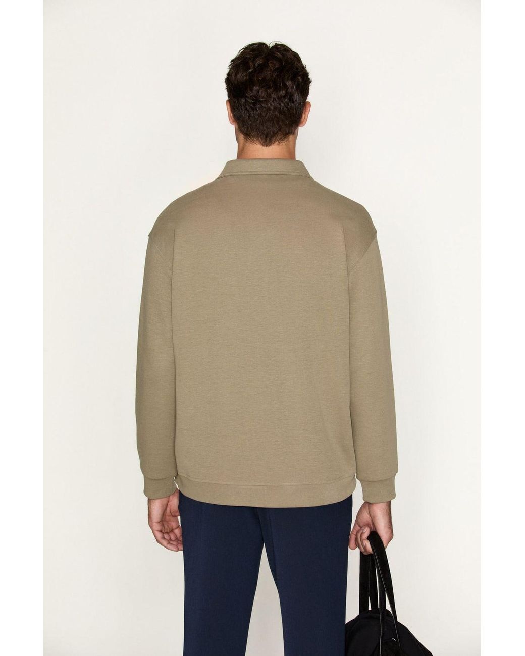 Grimelange Natural Button Crew Neck Sweatshirt for men
