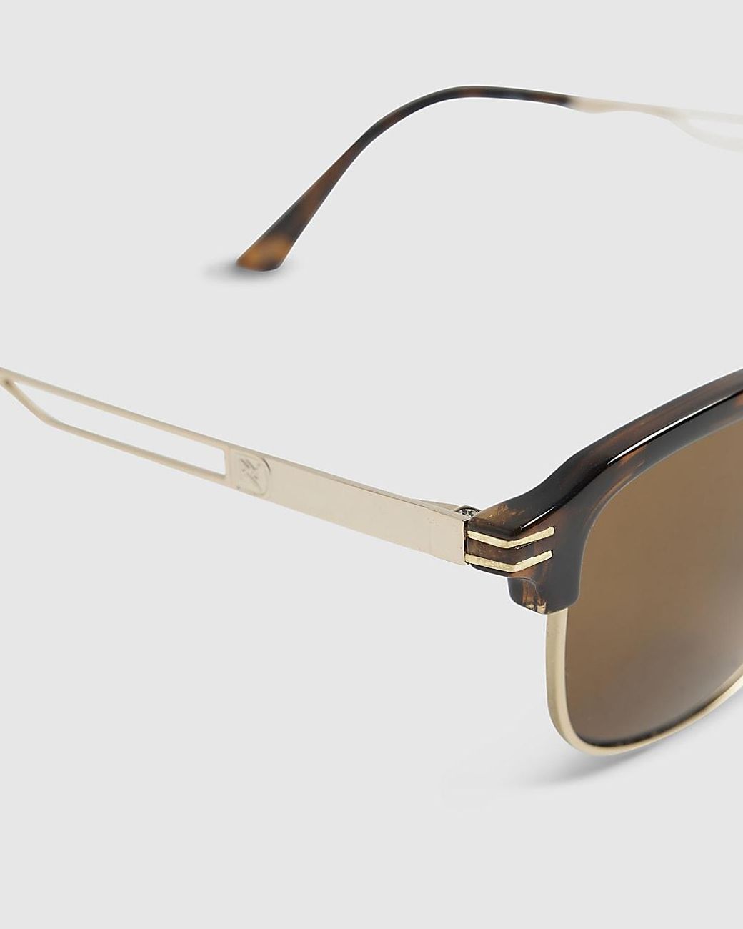 River Island Blue Square Sunglasses Tortoise Clubmaster Metal for men