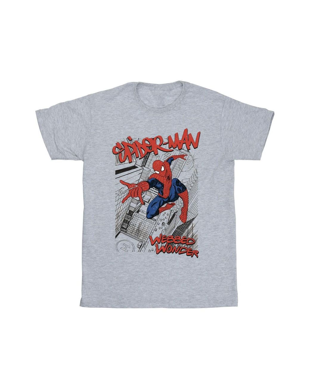 Marvel Gray Spider- Sketch City T-Shirt (Sports) for men