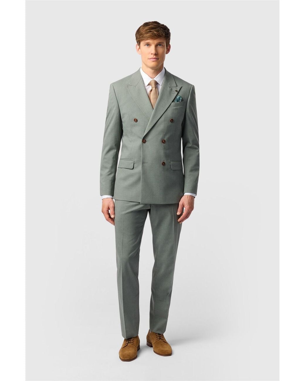 Antique Rogue Gray Double Breasted Six Button Slim Fit Suit Jacket for men