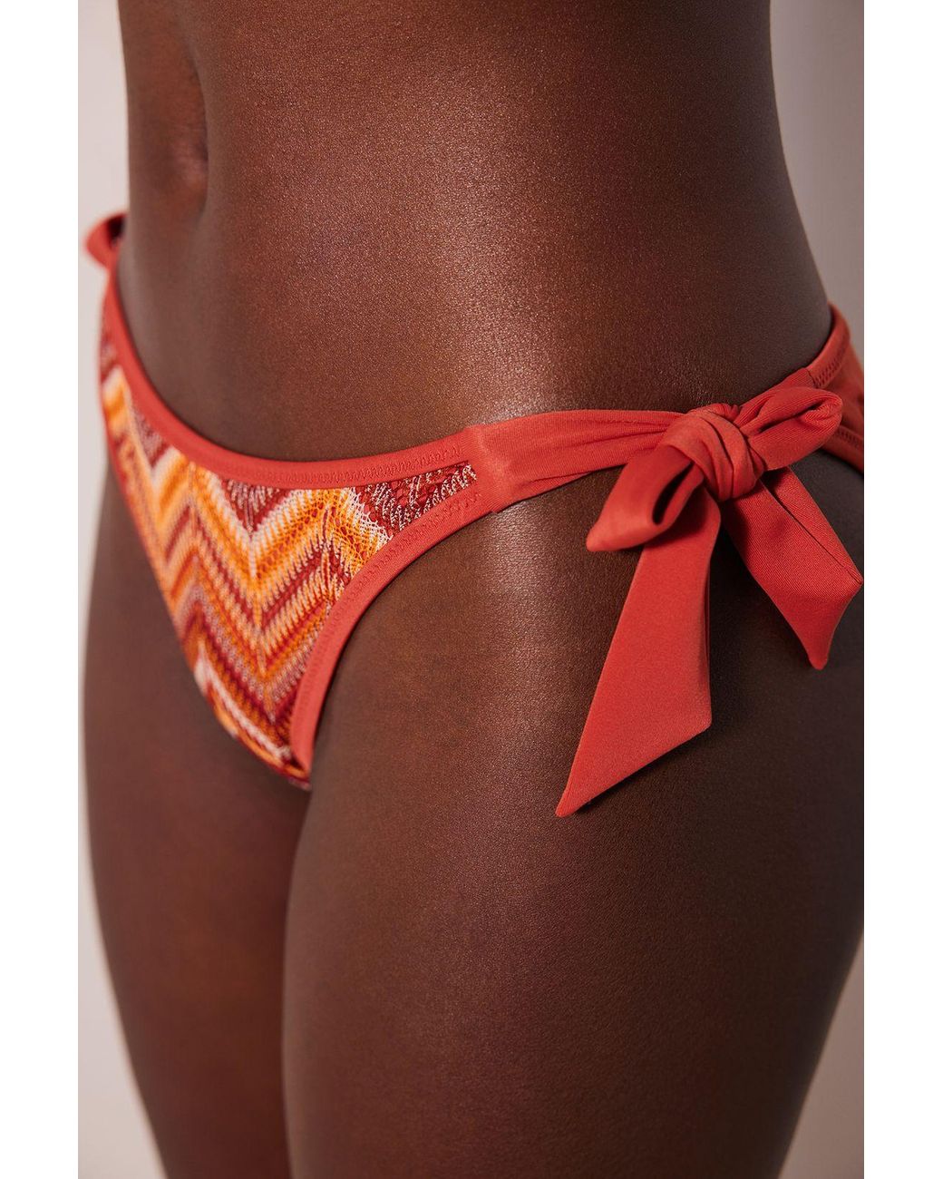 Penti Red Low-Waist Brazilian Bikini Bottoms With Bow Detail