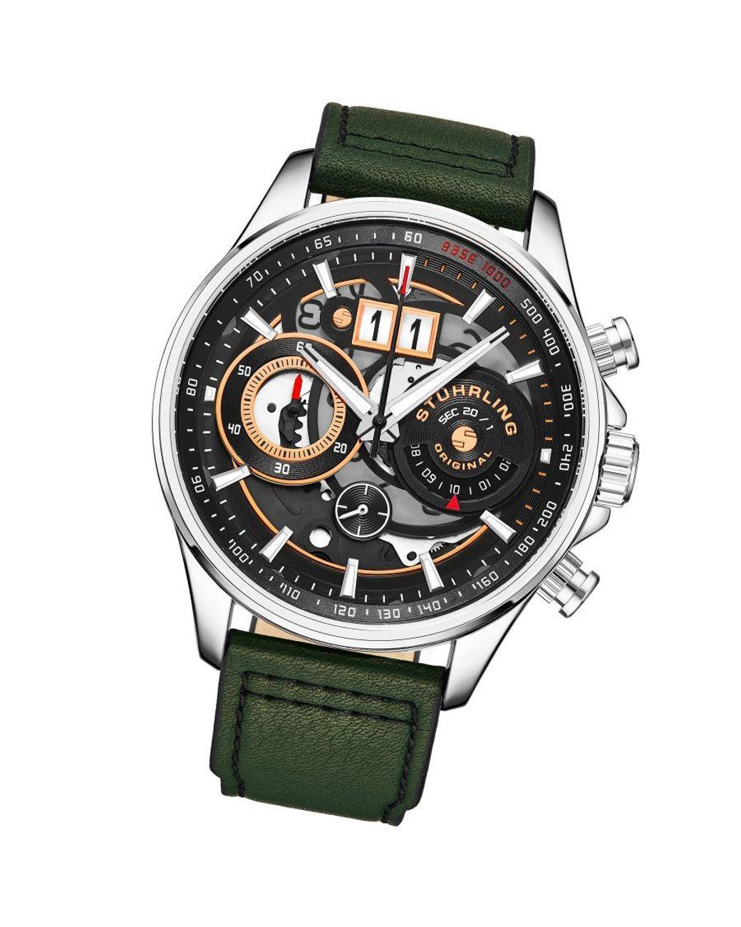 Stuhrling Gray And Ace Aviator Chronograph & Tachymeter Quartz 45Mm for men