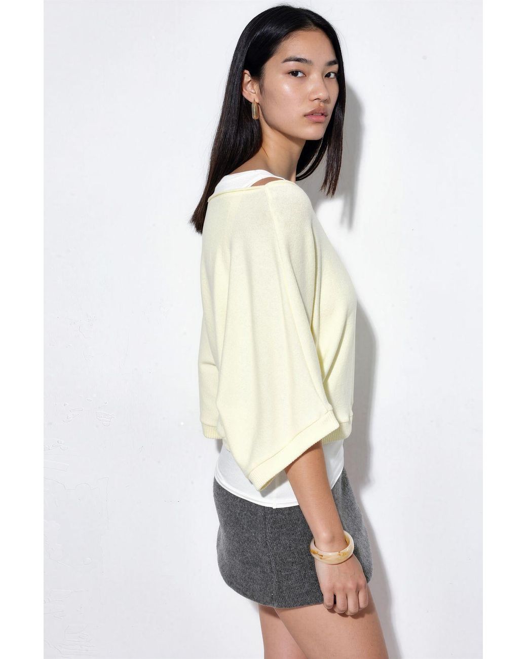 Busem White Ribbed Crew Neck Jumper