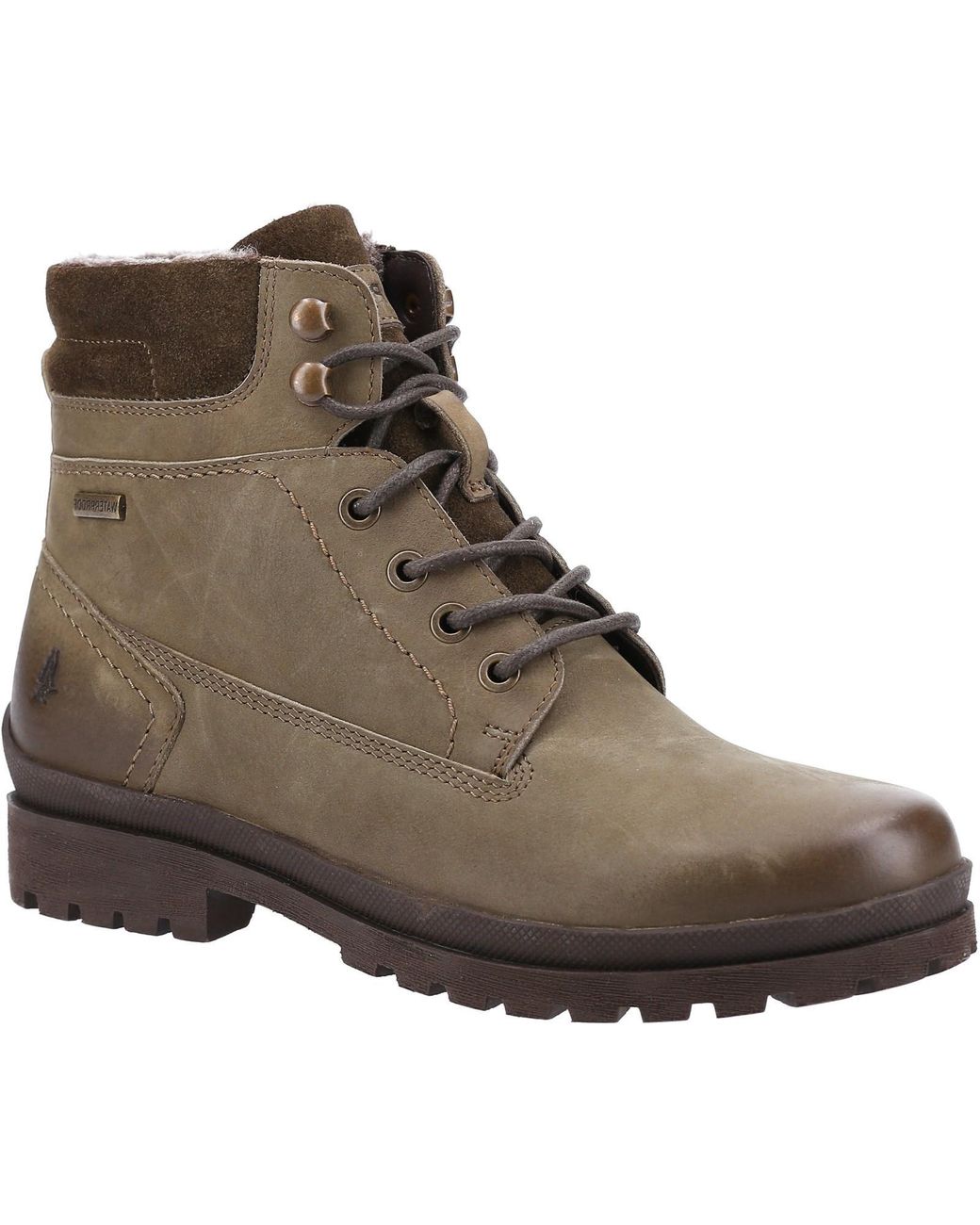 Hush Puppies Brown Ladies Annay Leather Combat Boots