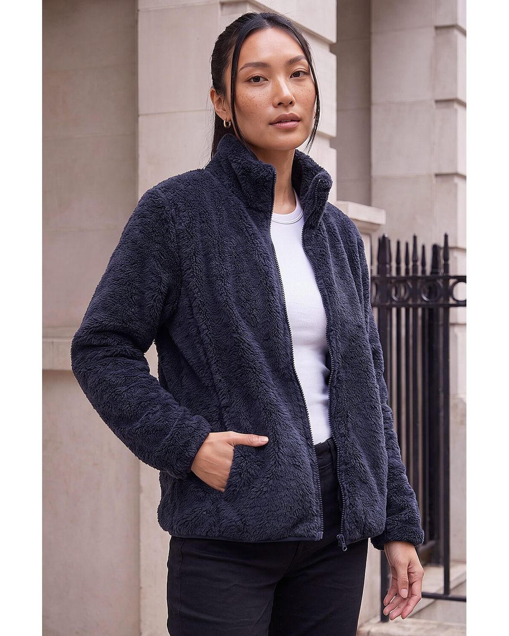 Roman Blue Sherpa Fleece Jacket