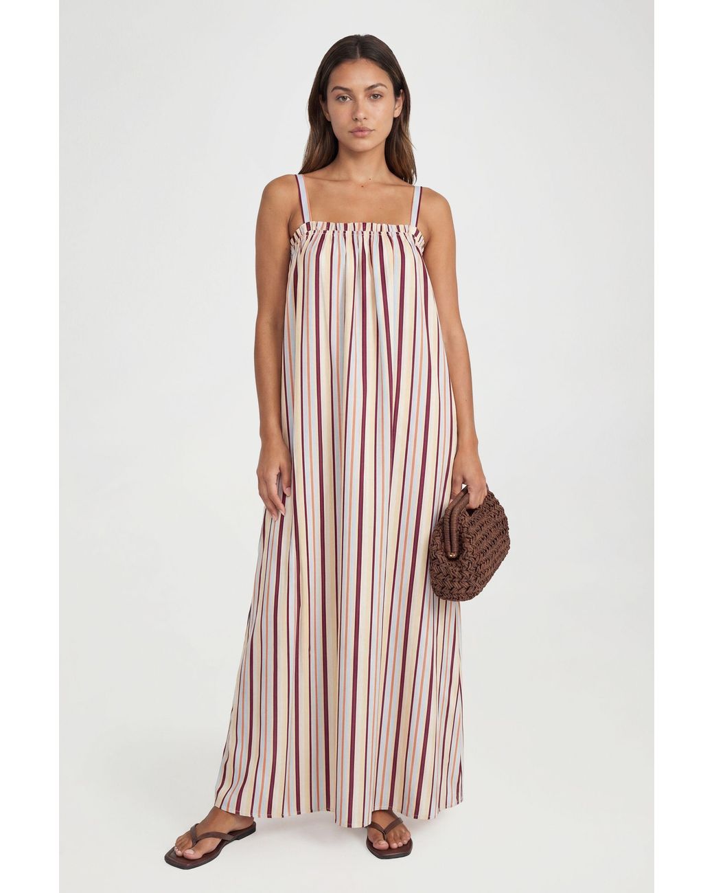 Boohoo White Tall Cotton Poplin Stripe Swing Dress