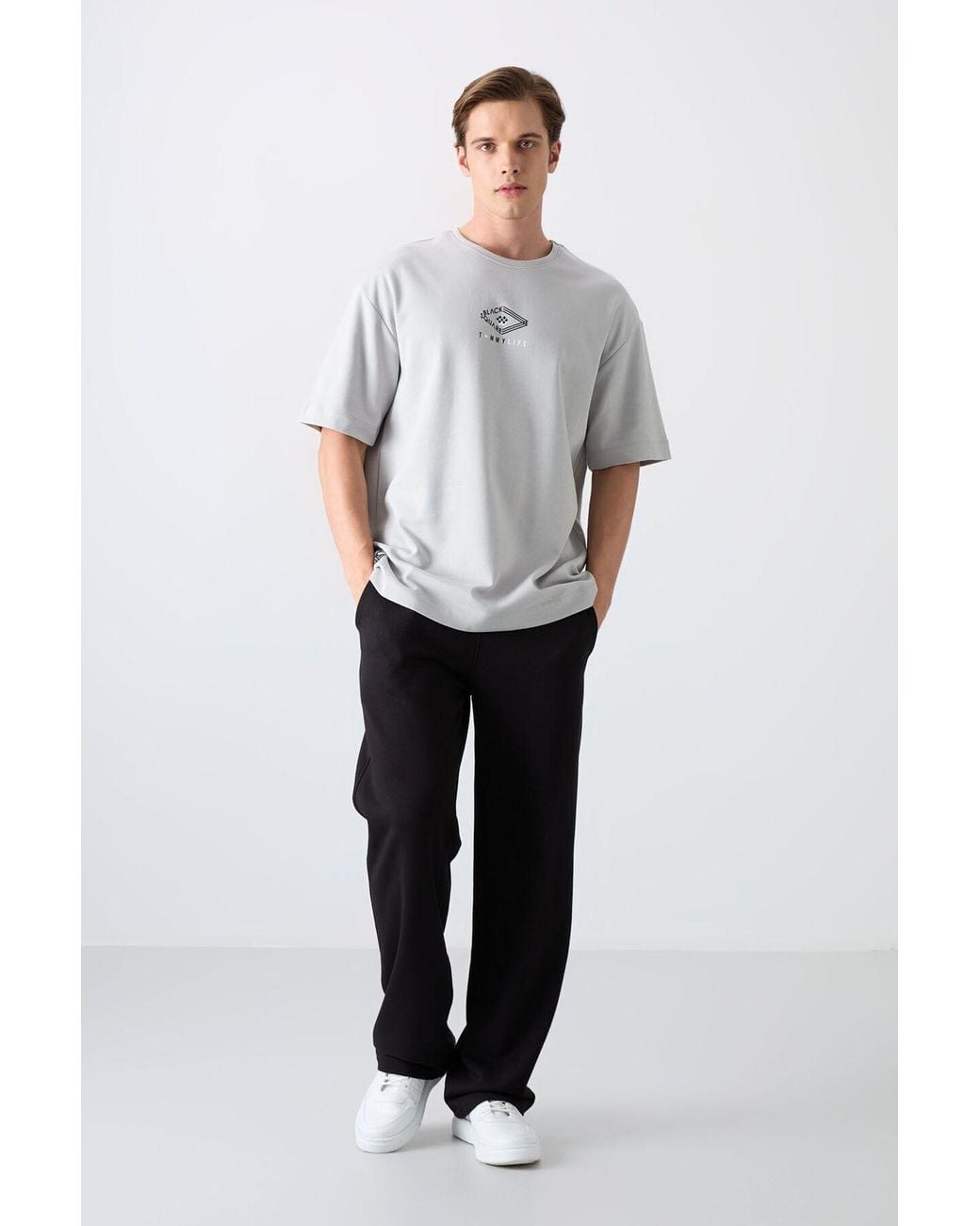 TOMMY LIFE White Oversized Cotton-Blend Logo T-Shirt for men