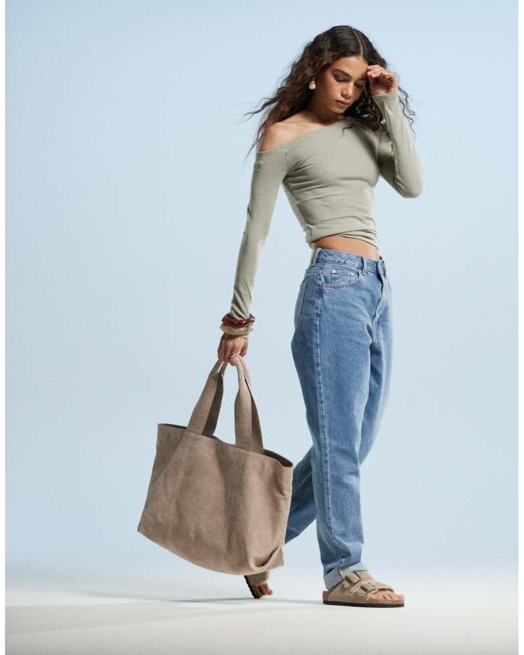 ASOS Blue High Rise Relaxed Mom Jeans