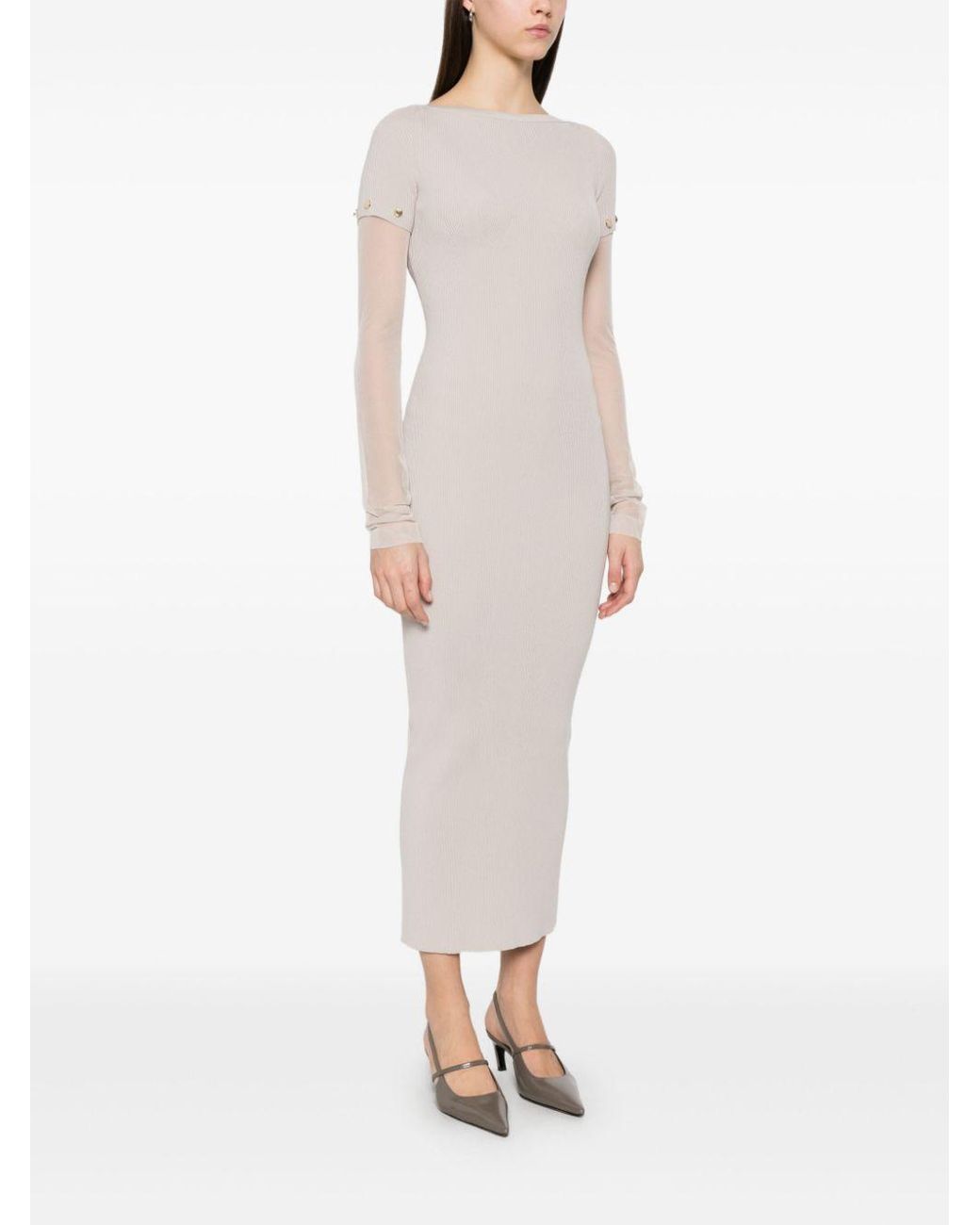 Max Mara White Knitted Long Dress