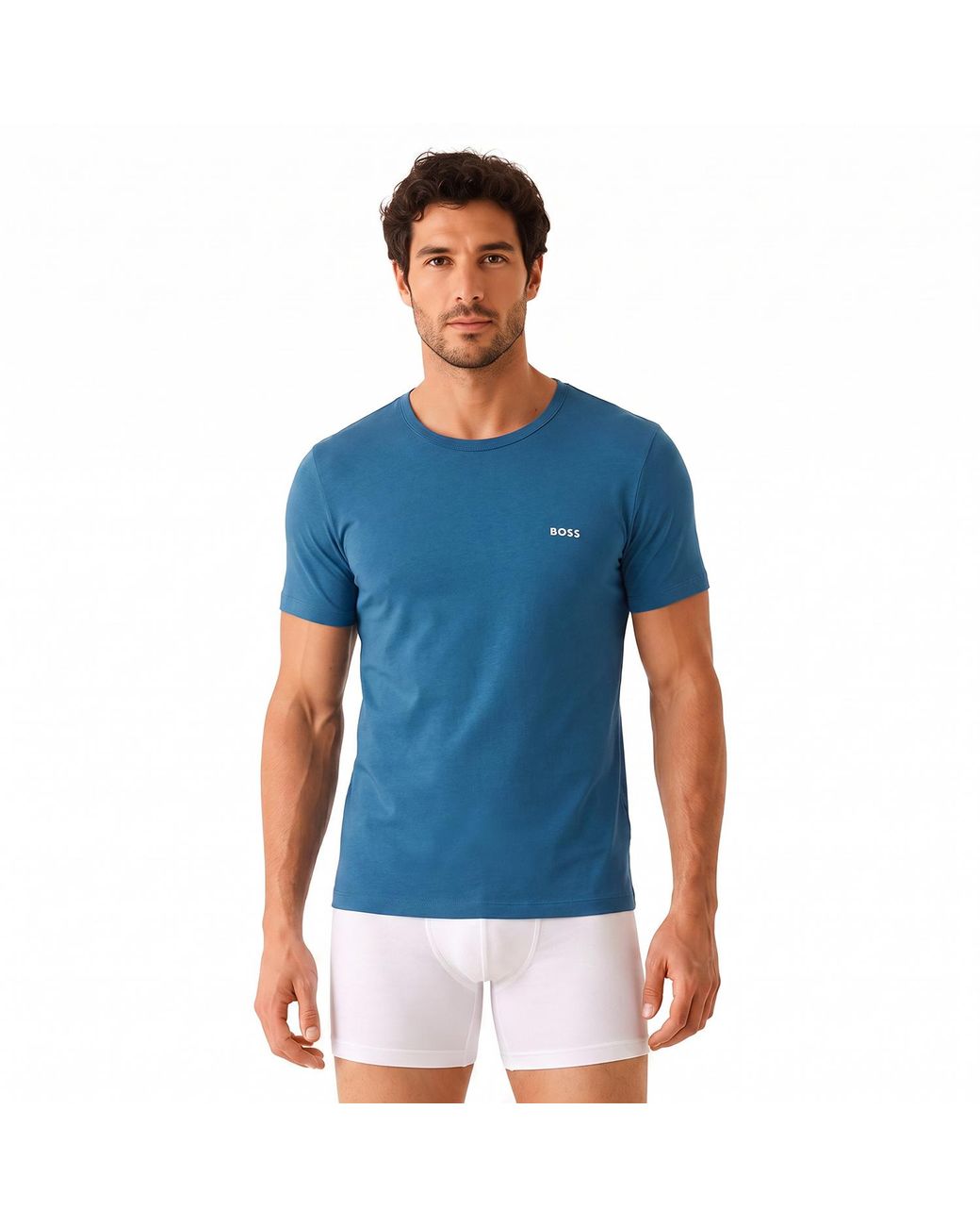 Boss Blue Pack Of 3 Short Sleeve Undershirts 50532470 for men