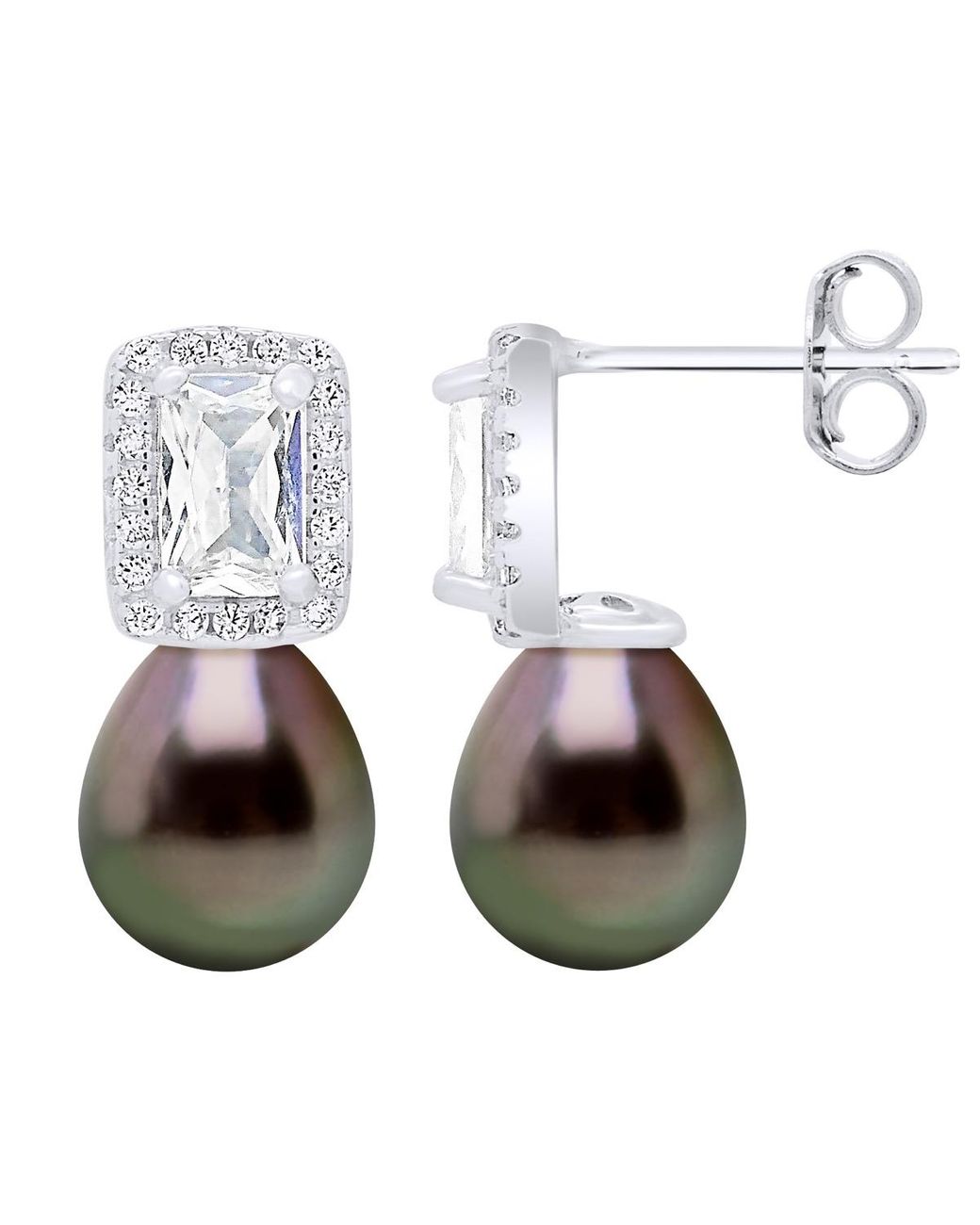 Ateliers Saint Germain White Hanging Earrings Real Cultured Tahiti Pearls 8-9 Mm