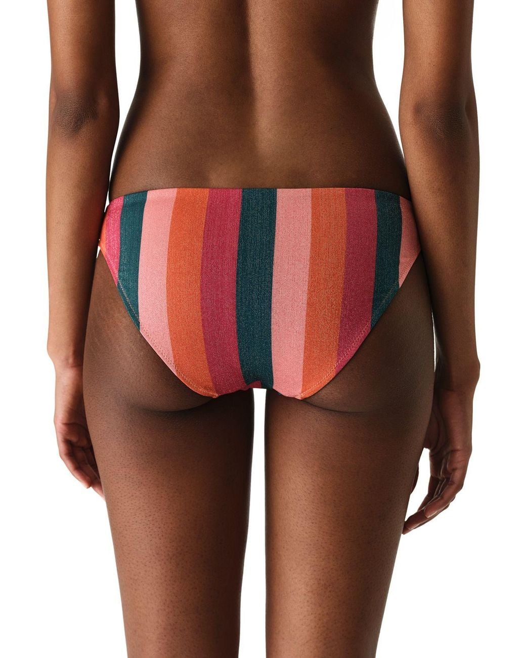 Penti Red Devin Striped Metallic Mid Waist Bikini Bottom