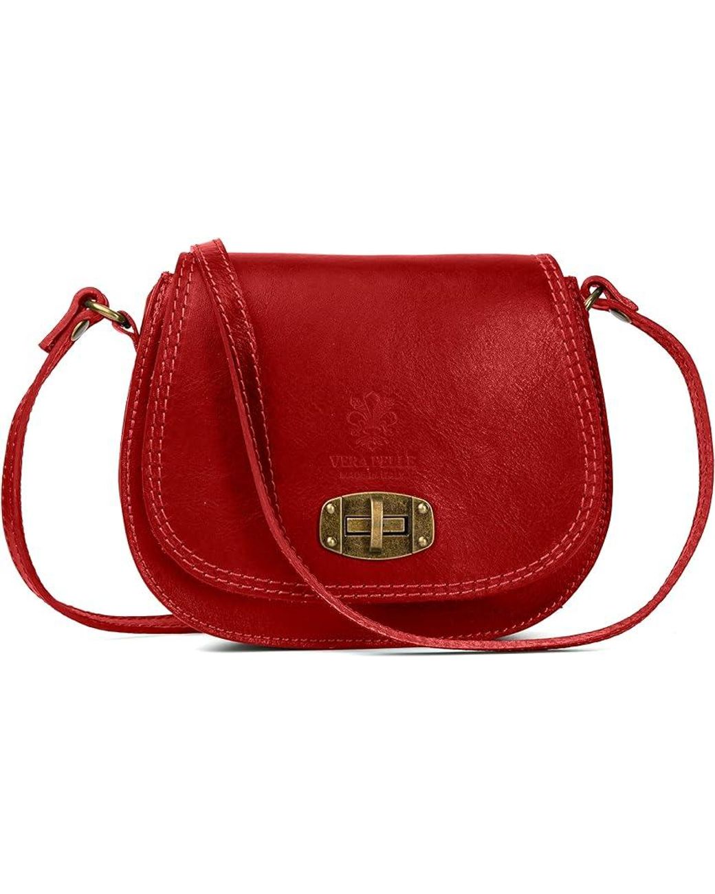 Woodland Leathers Red Genuine Italian Leather Cross Body Bag