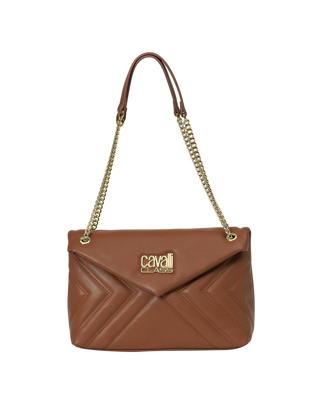 Roberto Cavalli Brown Shoulder Bag With Chain Strap Cchb0196