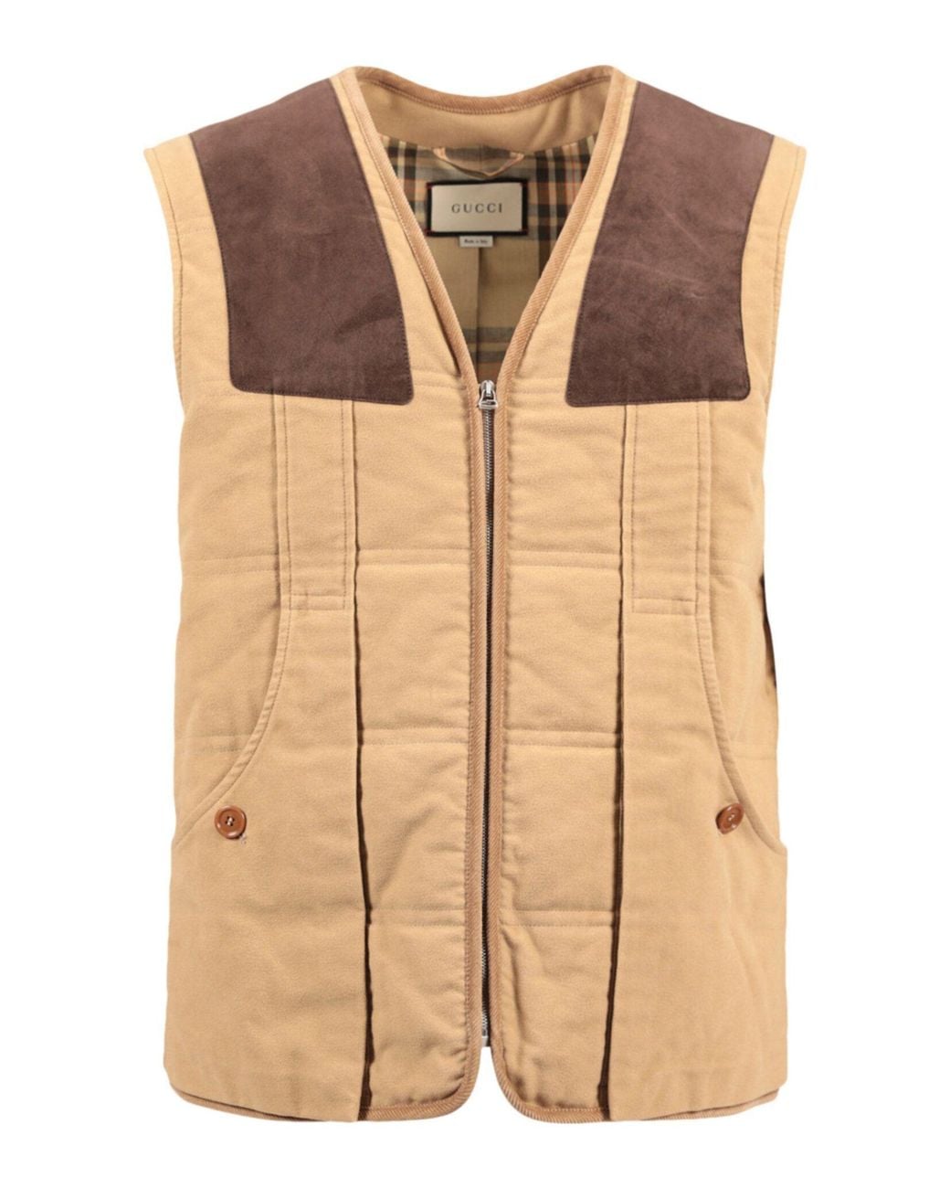 Gucci Brown Moleskin Vest With Suede Details