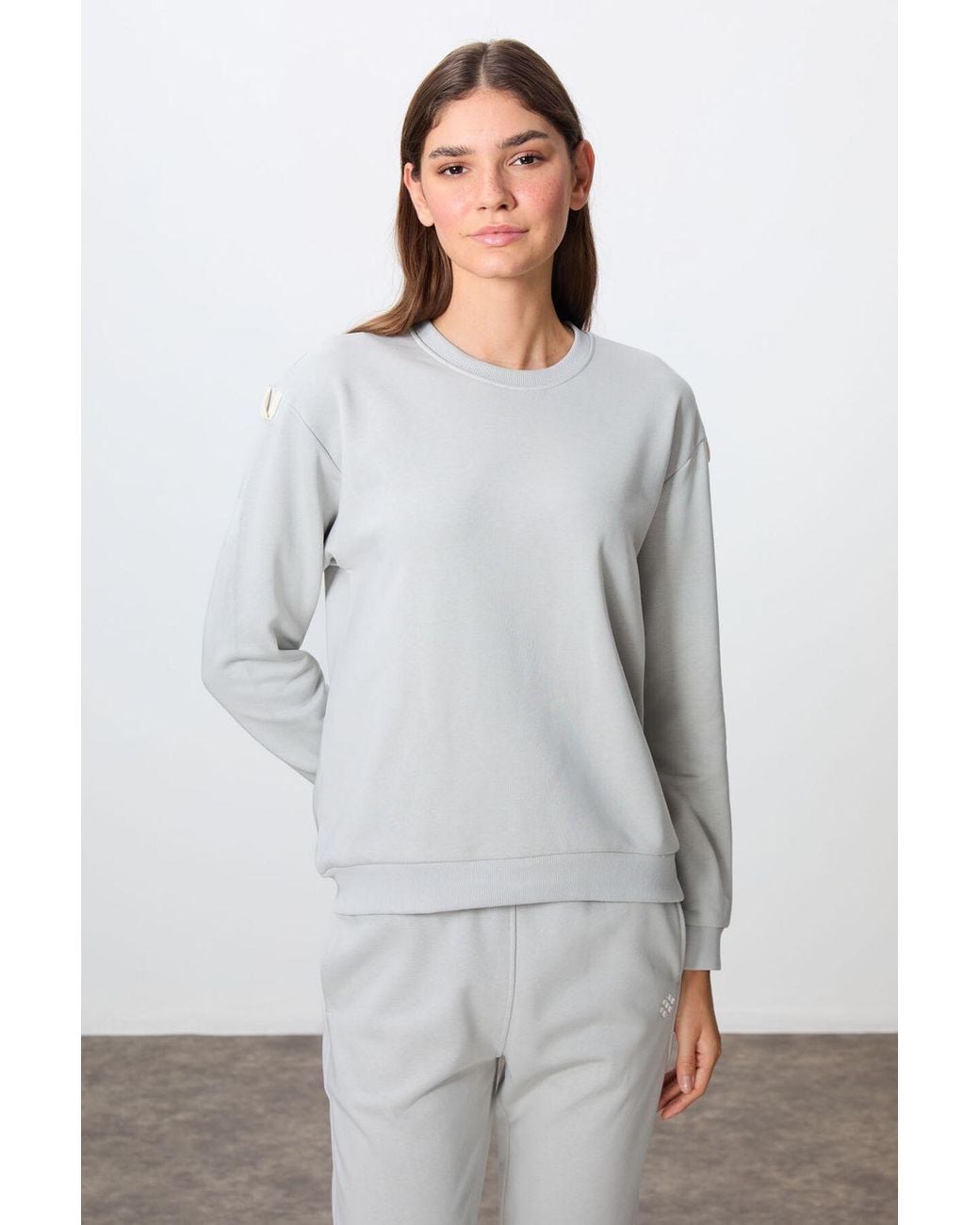 TOMMY LIFE Gray Oversized Cotton- Sweatshirt And Pants Set