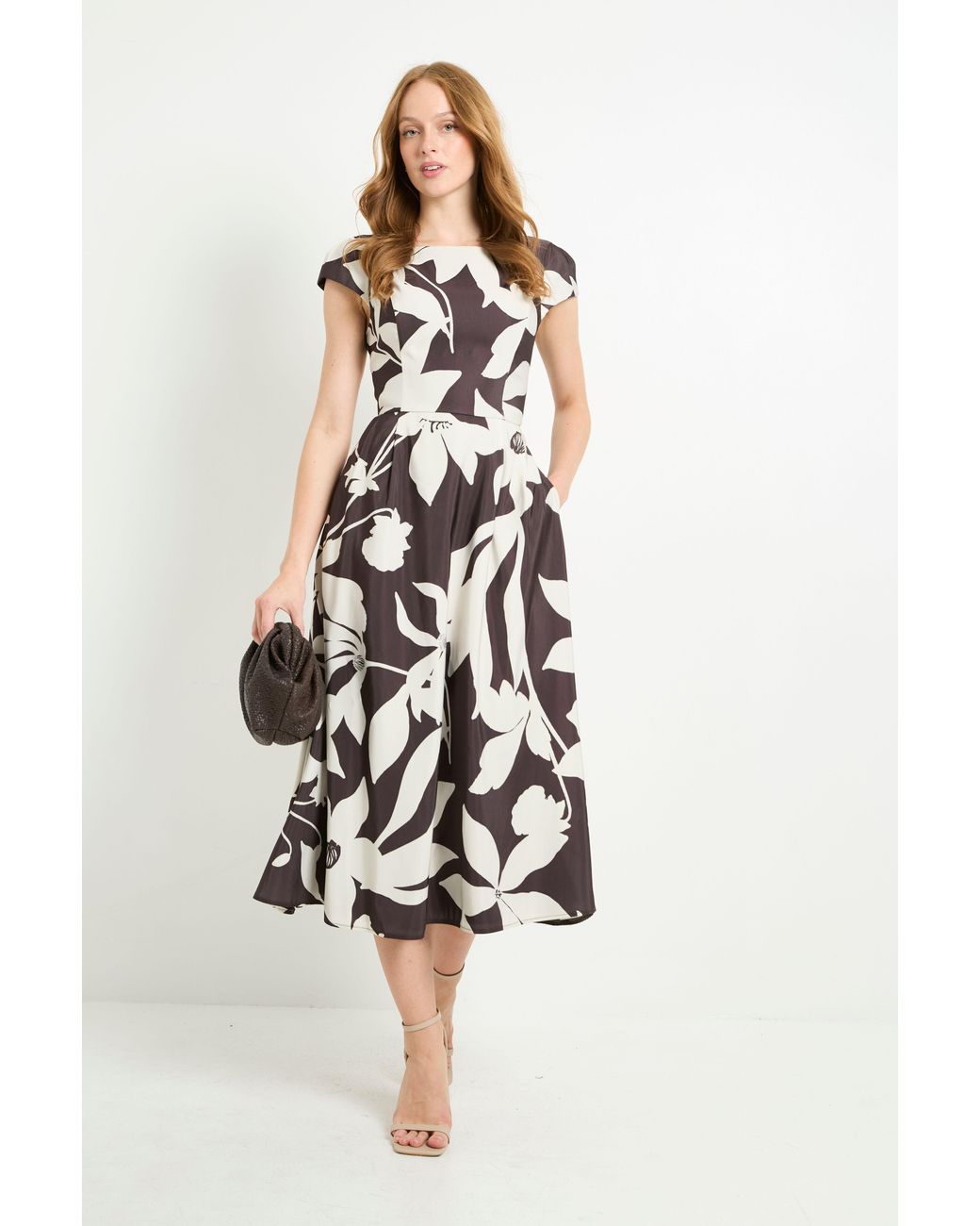 Wallis White Floral Ottoman Fit & Flare Midi Dress