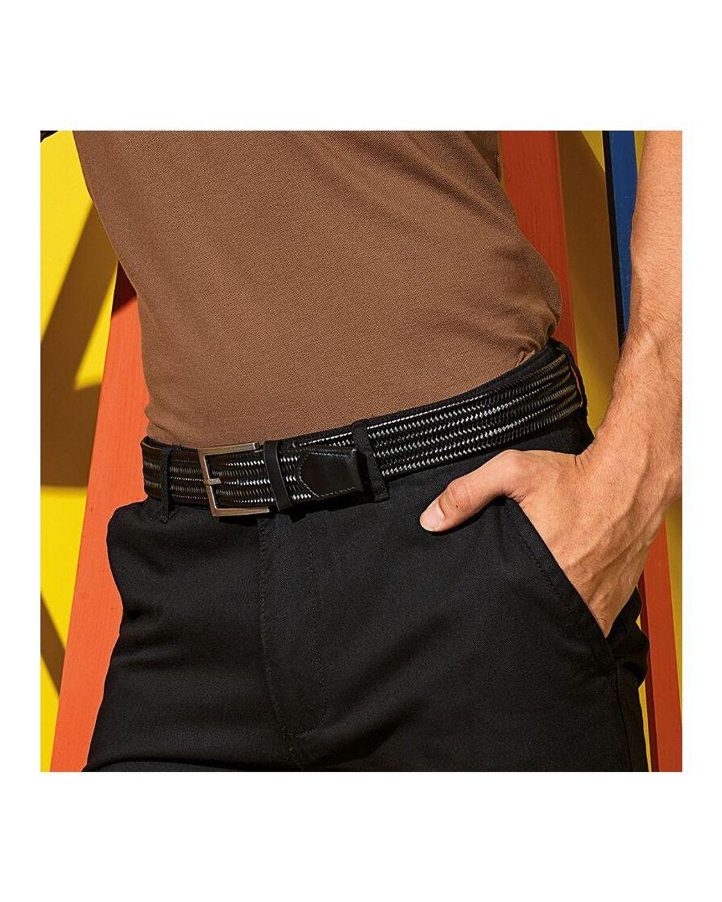 Asquith & Fox Black Leather Braid Belt for men