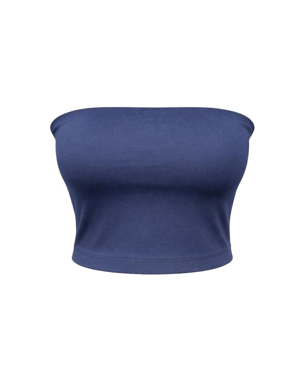 MixRay Blue Strapless Crop Bandeau Blouse