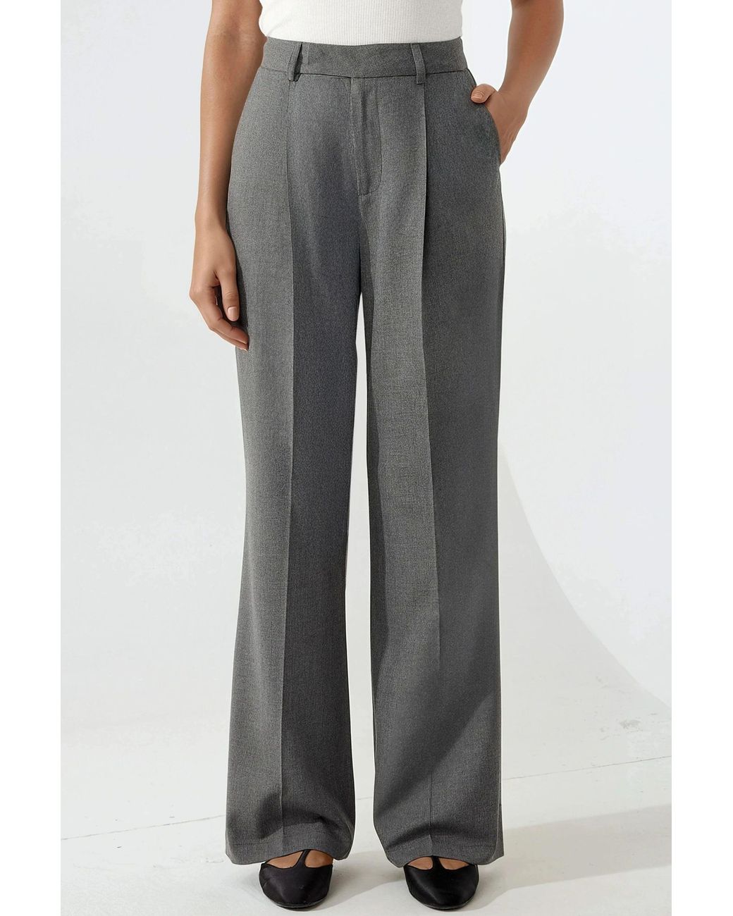 Hiccup Gray Elegant Straight Leg Pants