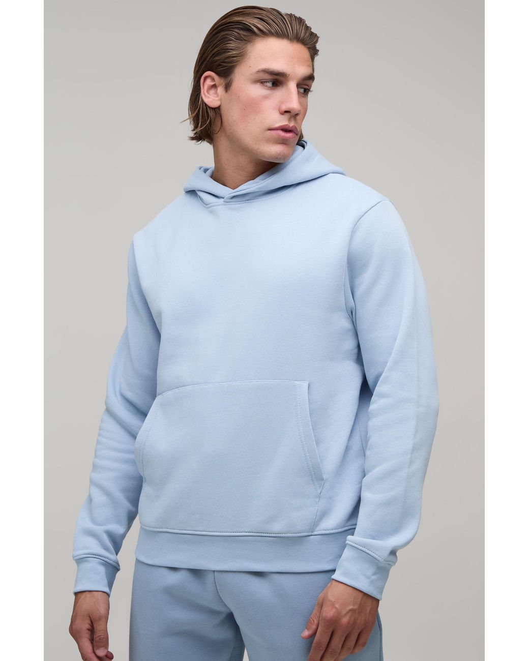 BoohooMAN Blue Essential Regular Fit Over The Head Hoodie for men