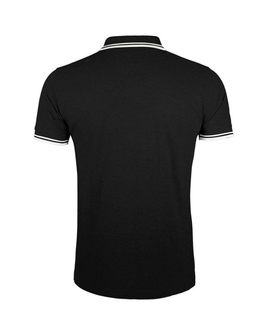 Sol's Black Pasadena Tipped Short Sleeve Pique Polo Shirt Cotton for men