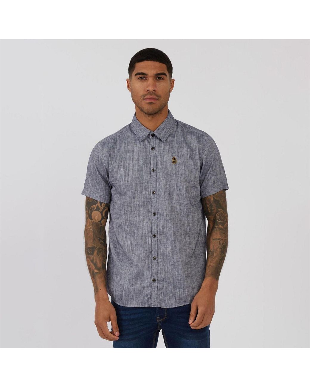 Luke 1977 Gray Linen Shirt for men