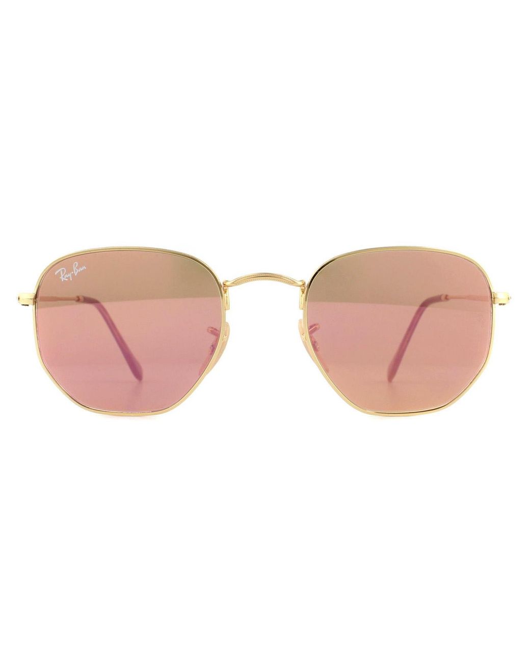 Ray-Ban Pink Square Copper Flash Mirror Rb3548N Hexagonal
