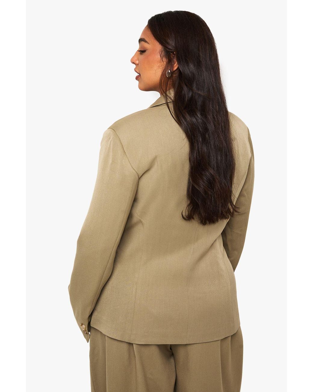 Boohoo Natural Plus Cinched Blazer