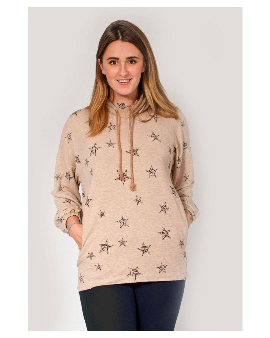 Marks & Spencer Natural Star Print Funnel Neck Top