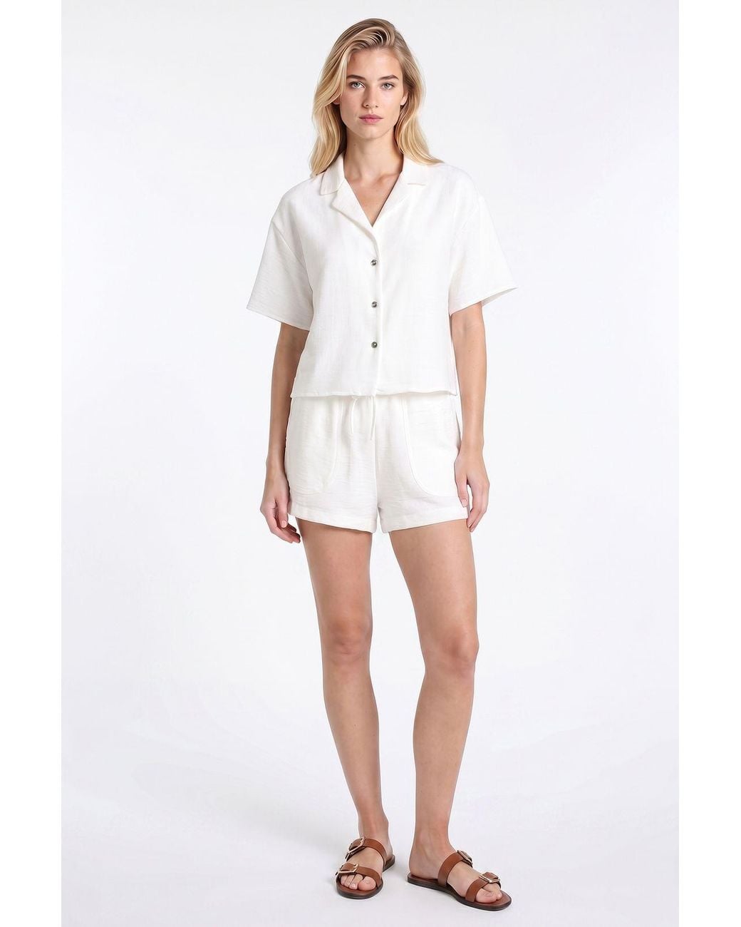 Happiness İstanbul White Short Shirt And Shorts Set
