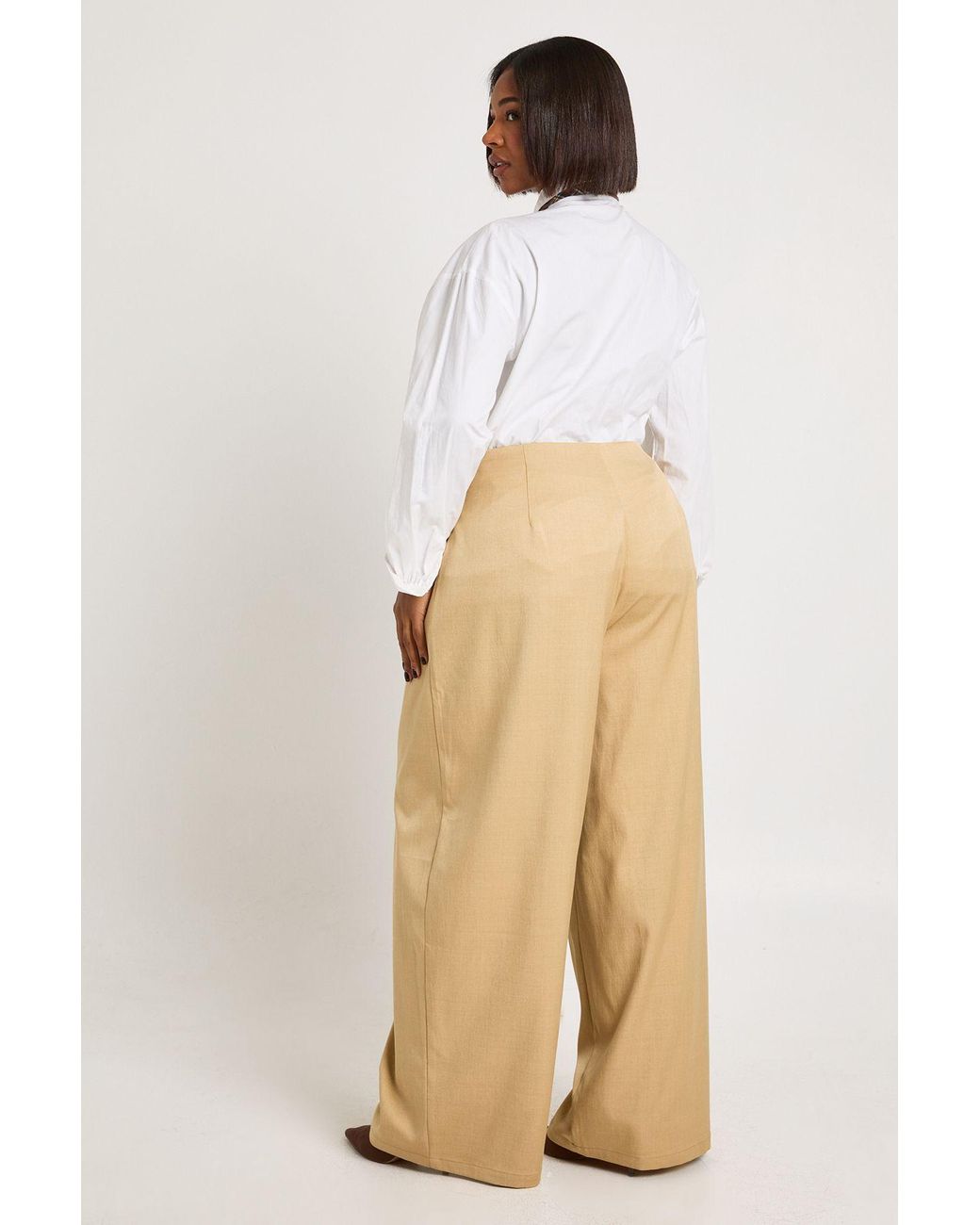 Boohoo Natural Plus Pleat Front Trouser