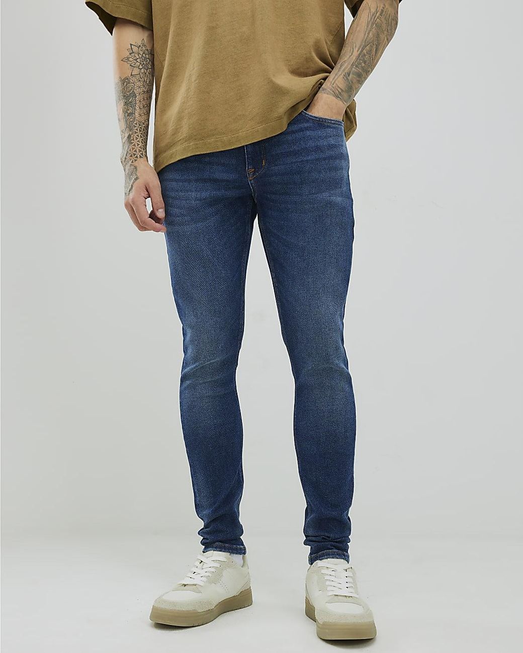 River Island Spray On Jeans Denim Cotton in Blue for Men | Lyst UK