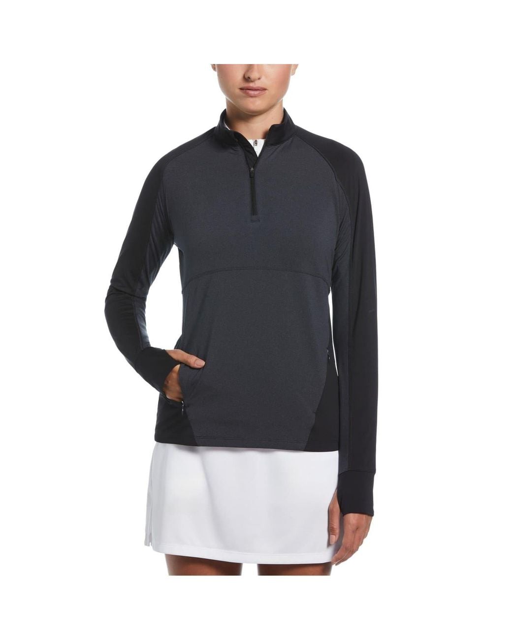 Callaway Apparel Blue Zip Neck Raglan Sleeve Tech Midlayer Top