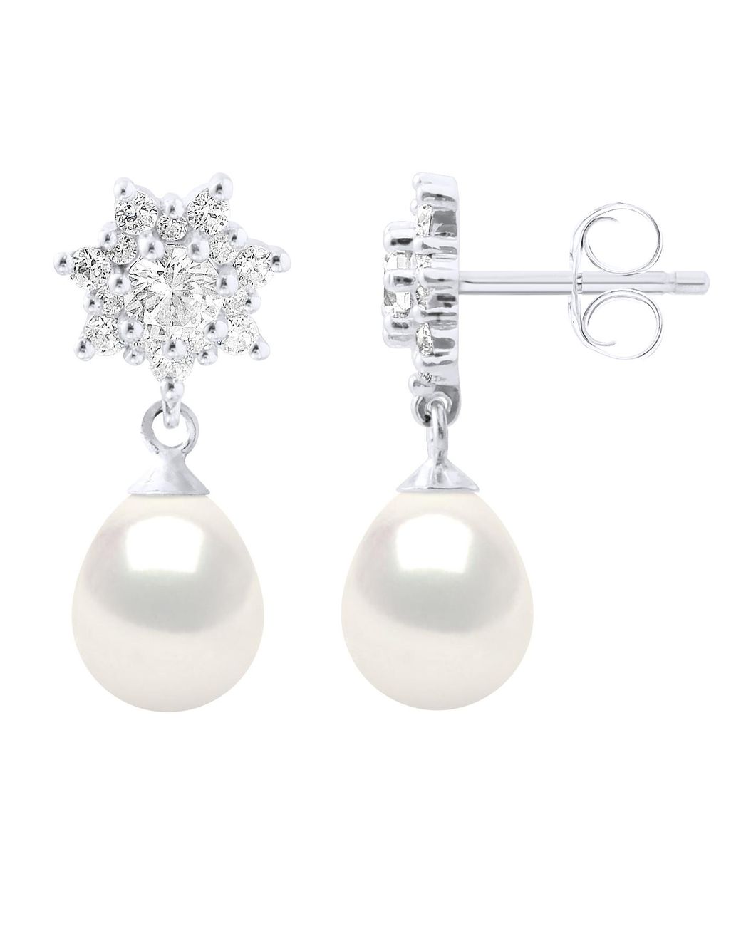 Ateliers Saint Germain White Earrings Real Cultured Freshwater Pearls Pear 7-8 Mm