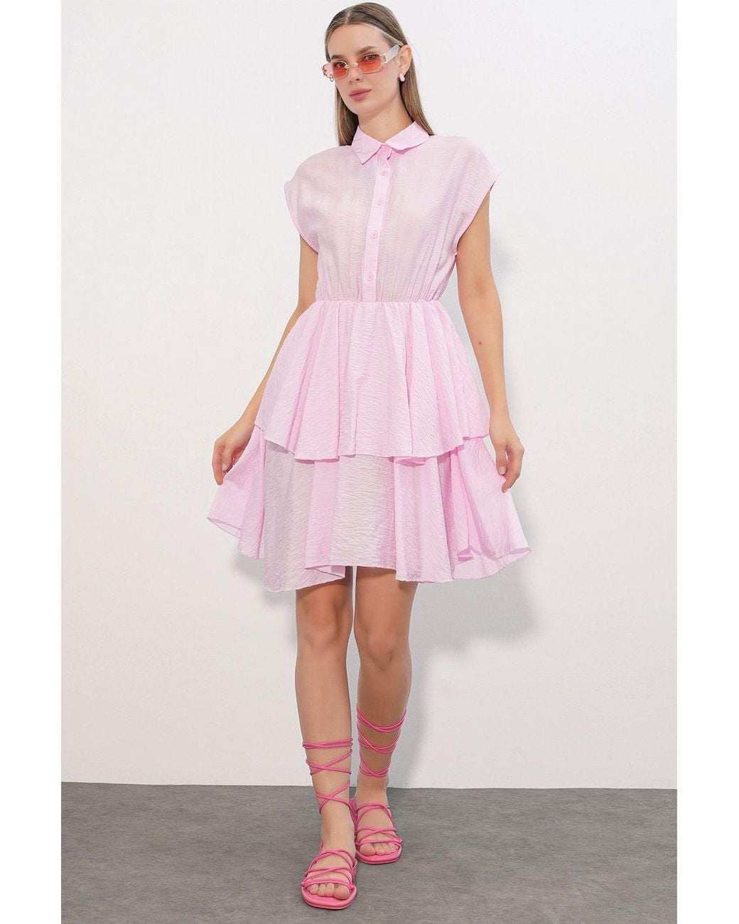Bigdart Pink Viscose Nylon Knit Dress