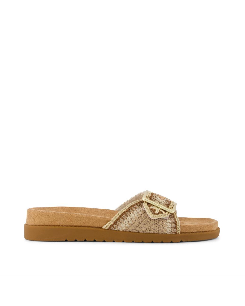 TOMS Natural Marin Slide Textile Dark Sandals
