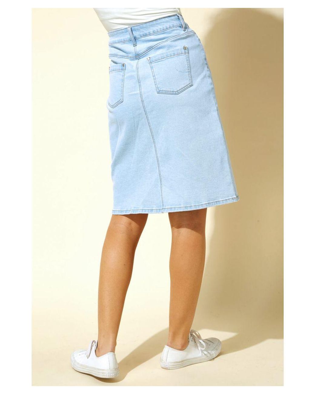 Roman Blue Cotton Denim Stretch Skirt