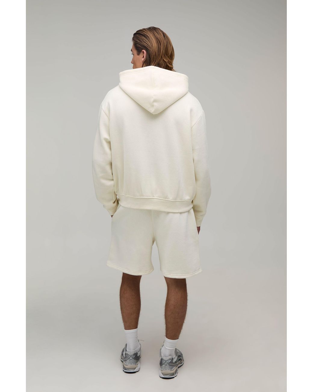 BoohooMAN White Baggy Drop Crotch Mid Length Short for men