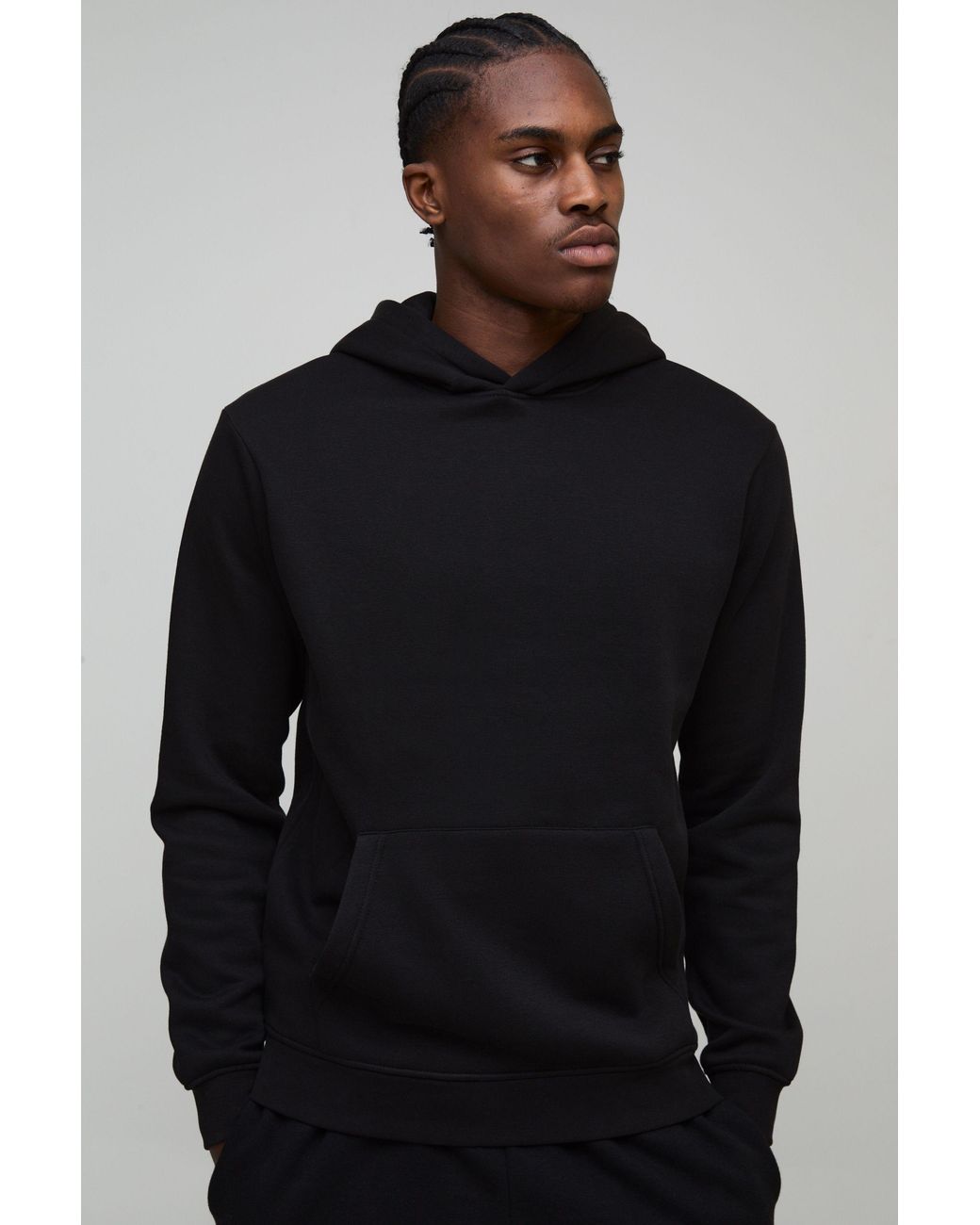 BoohooMAN Black Basic Slim Over The Head Hoodie for men