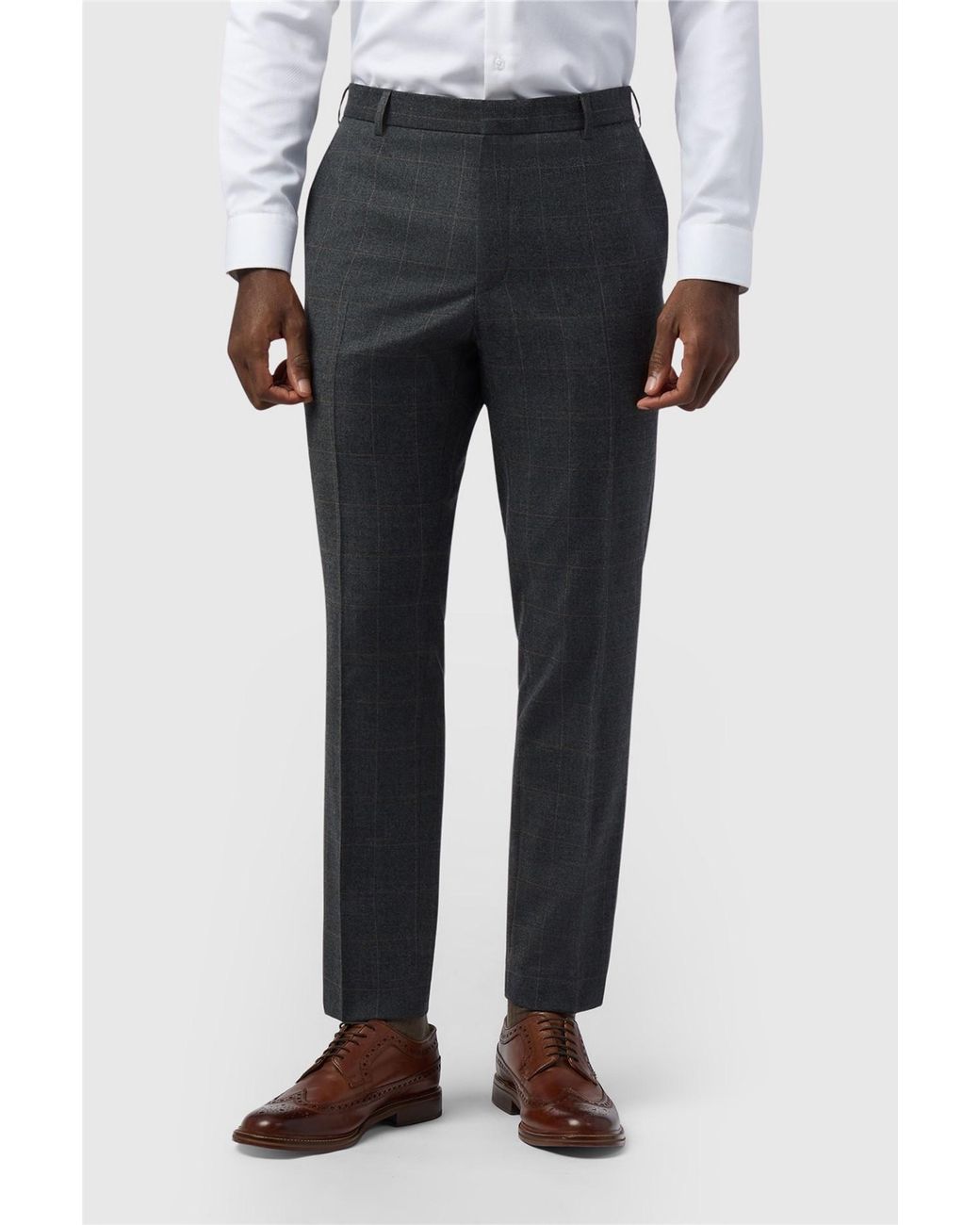 Ted Baker Black Flat Fronted Slim Fit Suit Trousers for men