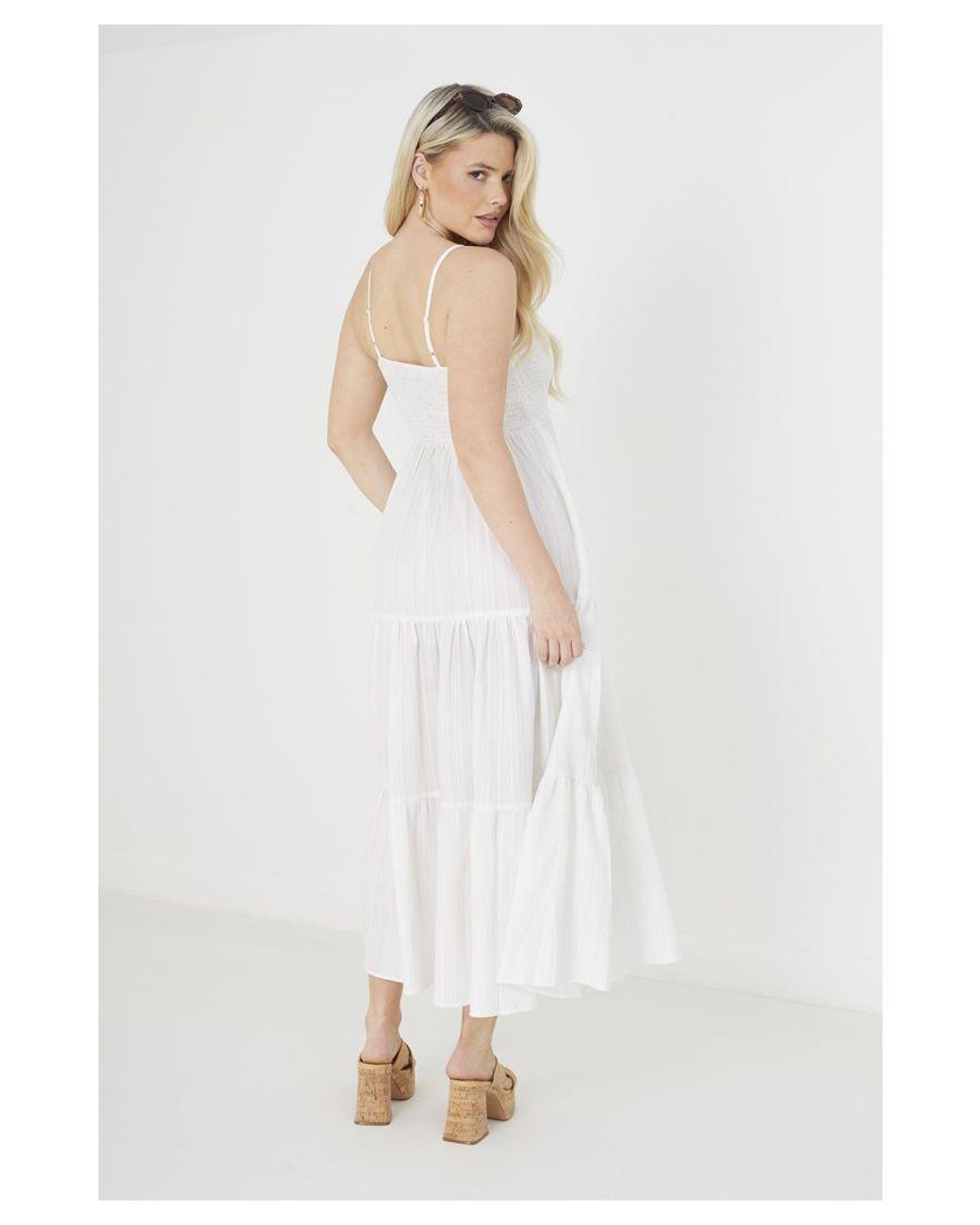 Brave Soul White 'Mia' Tiered Maxi Dress